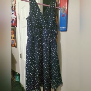 Blue and white polka dot sundress